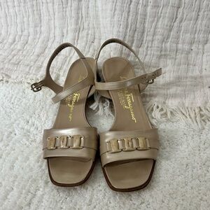 Salvatore Ferragamo Beige Sandals with Buckle